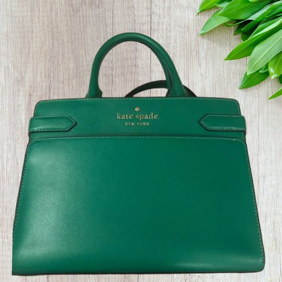 Kate Spade Staci Medium Satchel Saffiano Leather Green Bean - Picture 4 of 8